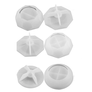 6-delige siliconen malset voor DIY harscontainers en geometrische geurkaarsenpotten