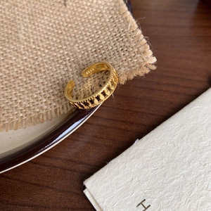 925 sterling silver gold plated open ring with vintage olive branch hollow texture