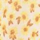 Dettaglio ravvicinato di girasoli gialli e stampe di animali su tessuto bianco