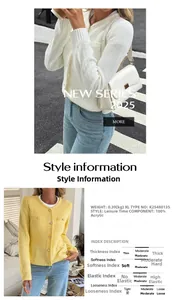 Detail showcasing soft chunky knit texture and product specifications for leisure cardigan