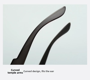 Detail of the curved Y2K sunglass temple arms for ergonomic and comfortable ear fit