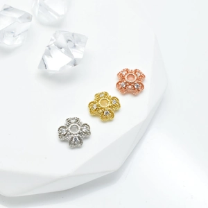 Micro-pave flower spacers in 18k gold silver and rose gold for DIY jewelry making