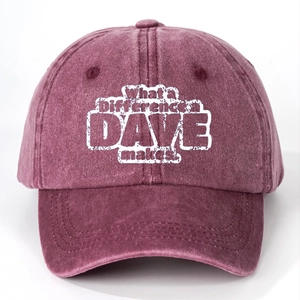 Retro washed burgundy cotton baseball cap with white printed slogan in a front view