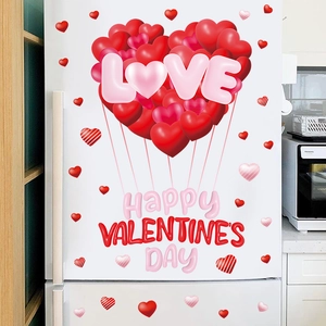 Romantic red heart hot air balloon window stickers for Valentine's Day glass decoration