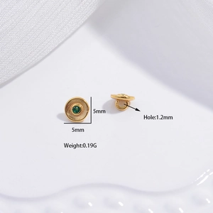 Golden S925 silver clasp with green crystal, 5mm round connector for DIY jewelry making