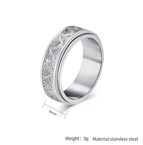Detail shot showing 8mm width and 8g weight of the stainless steel eye ring