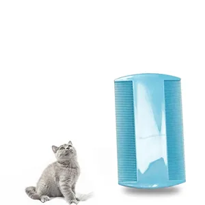 Blue double-sided pet flea comb for cats and dogs with fine teeth for grooming