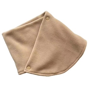 Beige polar fleece neck warmer with snap button closure for outdoor winter protection