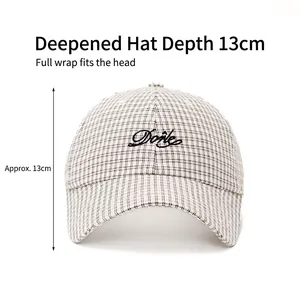 Classic checkered baseball cap with Done embroidery and deep 13cm fit for sun protection