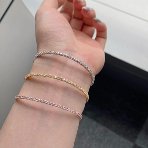 Three-color S925 silver tennis bracelets with cubic zirconia in silver, gold, and rose gold