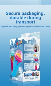 Retail box of 500ml Frozen Magic slushy cup with 3-step usage guide and blue cooling design