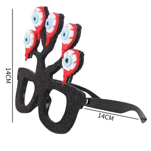 Halloween novelty glasses with spooky eyeballs and felt frame, size 14x14cm