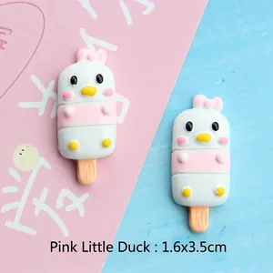 Detailed view of pink duck popsicle resin charm measuring 1.6x3.5cm for DIY crafts