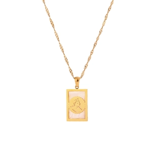 Collana da donna in acciaio inossidabile placcata oro 18K con pendente in conchiglia
