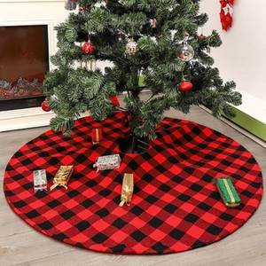 Jupe de sapin de Noël à carreaux rouges et noirs pour décoration de fête et maison élégante
