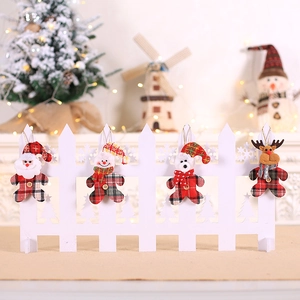 Set of 4 Christmas plush ornaments featuring Santa, Snowman, Bear and Reindeer