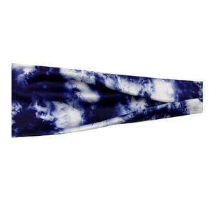 Blue and white tie-dye sports headband for running, yoga and fitness activities