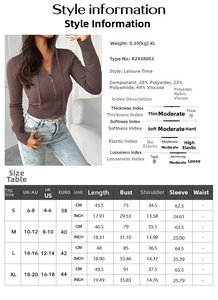 Detailed size guide and material composition table for women's slim leisure hoodie