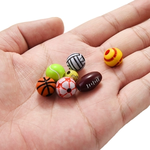 Mix of colorful acrylic sports ball beads for DIY jewelry making with pre-drilled holes