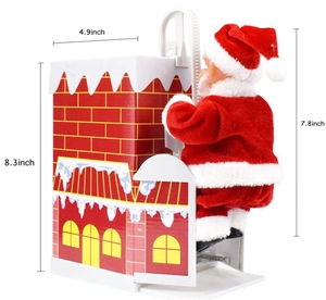 Electric climbing Santa Claus with chimney toy showing detailed dimensions 8.3 inch height