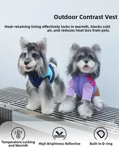 Detail view of winter dog vests featuring thermal lining, D-rings and reflective safety strips