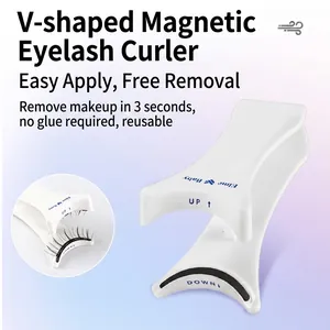 White V-shaped magnetic eyelash applicator tool with easy grip for reusable lashes