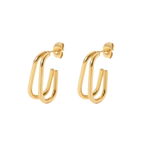 18k gold-plated double-layer U-shaped hoop earrings in stainless steel for women
