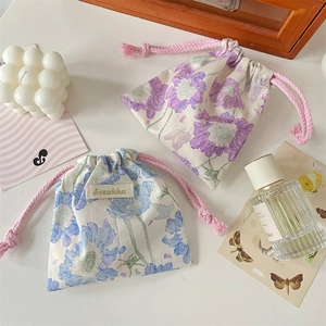 Borsa Da Viaggio Con Coulisse Floreale In Poliestere Piccola Custodia Per Trucco Rossetto Organizer Per Piccoli Oggetti