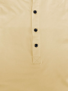 Detail view of the button placket and woven texture on a men's hooded cardigan sweatshirt
