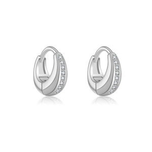 Elegant S925 sterling silver hoop earrings with shimmering cubic zirconia settings