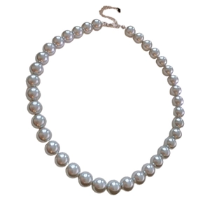 Minimalist grey pearl necklace with silver-tone extension chain for layered styling