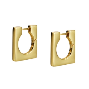 Minimalist square hoop earrings in golden geometric hollow design for a modern look