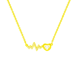 Exquisite gold lightning heart necklace with shimmering cubic zirconia and a dancing diamond