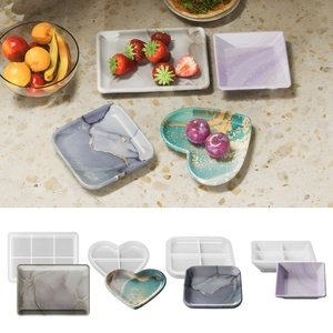 DIY Silicone Mold For Epoxy Resin Tray Heart Square Rectangle Shapes Storage Plate Fruit Dish Handcraft Tools