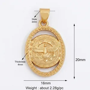 Detailed view of a gold peace dove pendant with dimensions 20mm by 16mm for jewelry making