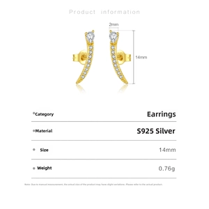 Macro shot showing dimensions of 14mm height and 2mm width for S925 silver stud earring