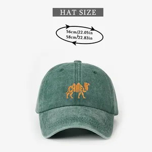 Size chart showing circumference measurements for the camel embroidered baseball cap