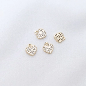 14K gold filled heart pendants with micro-paved cubic zirconia for DIY jewelry making