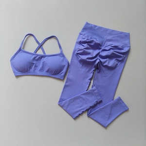 Détail du tissu en tricot sans couture lavande et design froncé sur le legging