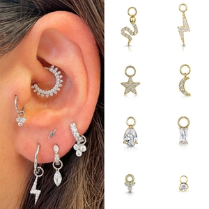 Copper Zircon Charms Pendants DIY Jewelry Accessories Lightning Star Moon Snake Shape For Earrings Necklaces Women Elegant