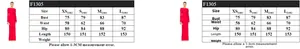 Size chart for the long sleeve backless dress showing bust waist and hip measurements