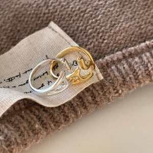 925 Sterling silver minimalist adjustable H-letter open rings in gold and silver finish