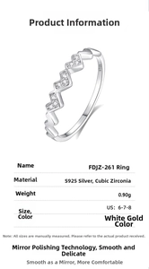 Macro detail of S925 sterling silver wavy ring with cubic zirconia inlay and S925 hallmark