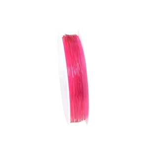 Detail of bright pink elastic crystal string spool for DIY beaded jewelry making