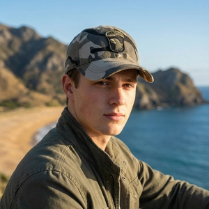 Men's camouflage baseball cap with airborne eagle patch for outdoor hiking and tactical style