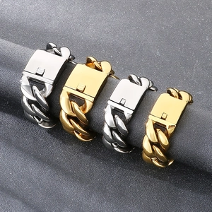 Polierte 25mm Gold- und Silber-Panzerkettenarmbänder aus hochwertigem Edelstahl für Herren