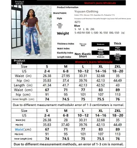 Tabella taglie per jeans a fiori a vita alta con misure da donna dalla S alla 2XL