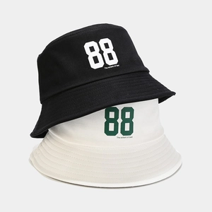 Unisex Cotton Bucket Hat Breathable Sun Protection Streetwear Hip Hop Style Letter Graphic Flat Top Basin Sunshade Cap