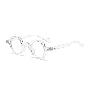 Classic transparent round frame blue light blocking glasses with clear geometric frame