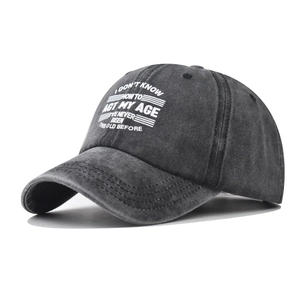 Washed Cotton Baseball Cap Distressed Letter Print Adjustable Vintage Sun Hat For Men Women Outdoor Casual